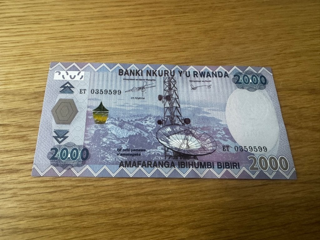 UNC biljet Rwanda 2000 Franc 2014, Postzegels en Munten, Bankbiljetten | Afrika, Verzenden, Overige landen, Los biljet