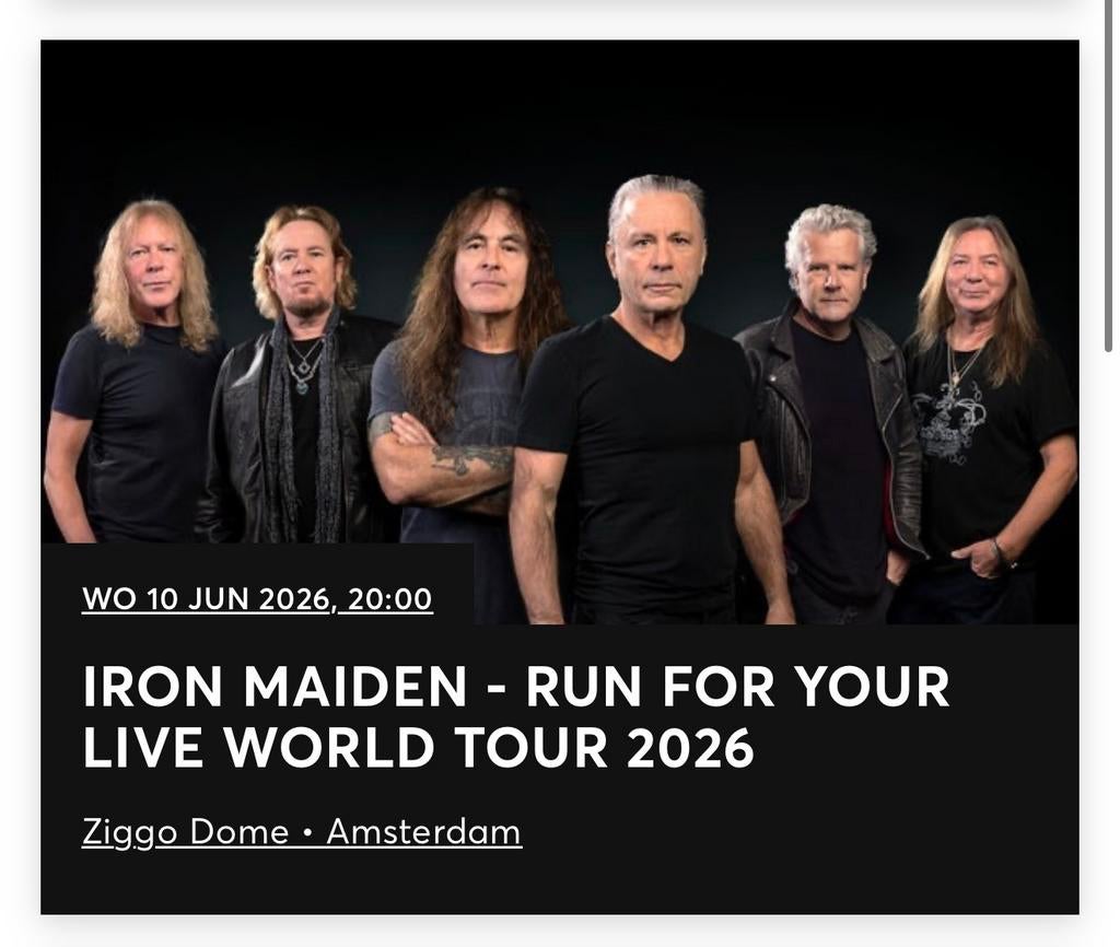 Iron Maiden staanplaatsen, Tickets en Kaartjes, Drie personen of meer, Juni