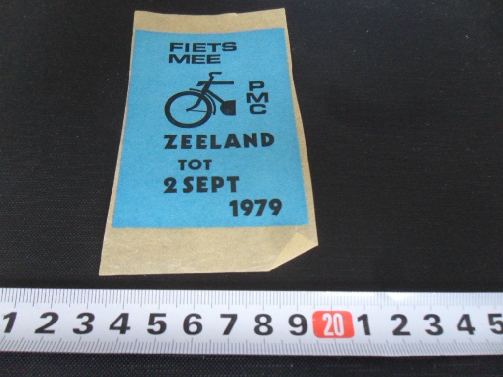 sticker Fiets mee PMC  Zeeland  1979, Ophalen of Verzenden, Zo goed als nieuw