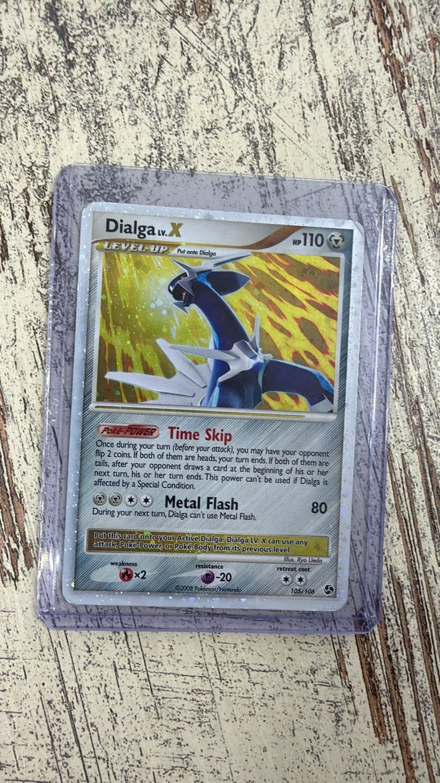 Dialga LV.X 105/106 Pokémon Kaart - Platinum Base Set, Hobby en Vrije tijd, Ophalen of Verzenden, Gebruikt, Losse kaart, Foil