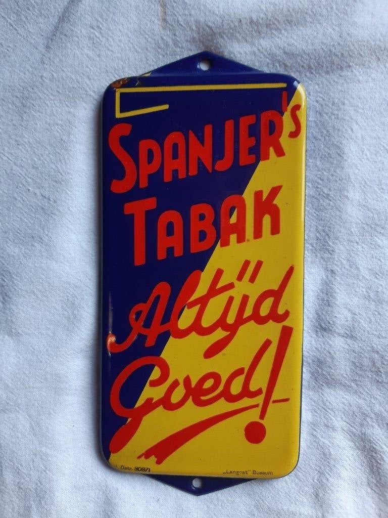 emaille bord deurpostje spanjers tabak, Ophalen of Verzenden