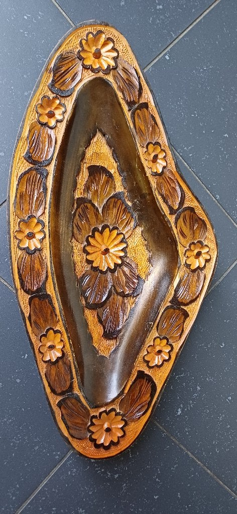 Grote oude houten bewerkte schaal!, Antiek en Kunst, Ophalen of Verzenden, Houtsnijwerk