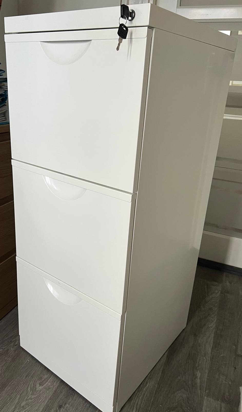 Witte hangmappenkast met 3 laden - H102xB41xD50 cm, Ophalen, Minder dan 50 cm, Gebruikt, 100 tot 150 cm