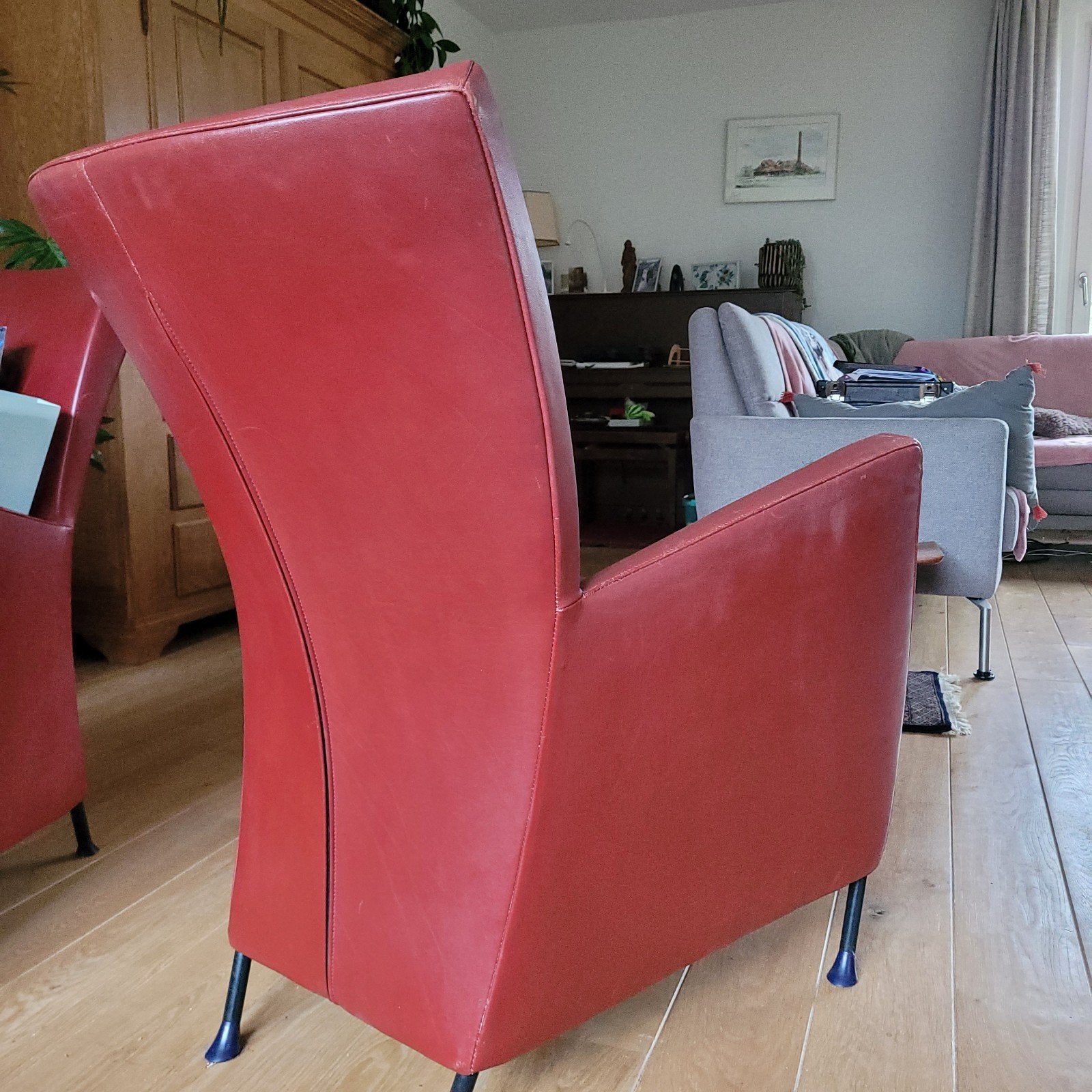 Windy fauteuil, Gebruikt, Leer, Ophalen of Verzenden, Rood