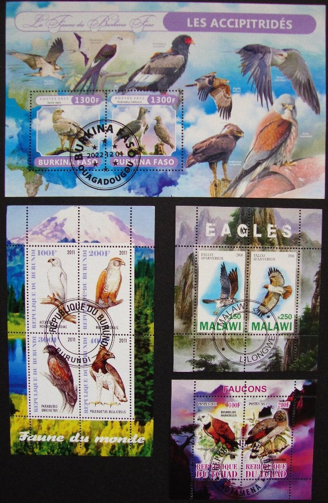 - 953 - 4 Blokken/blokjes met div. Roofvogels., Verzenden, Gestempeld, Dier of Natuur