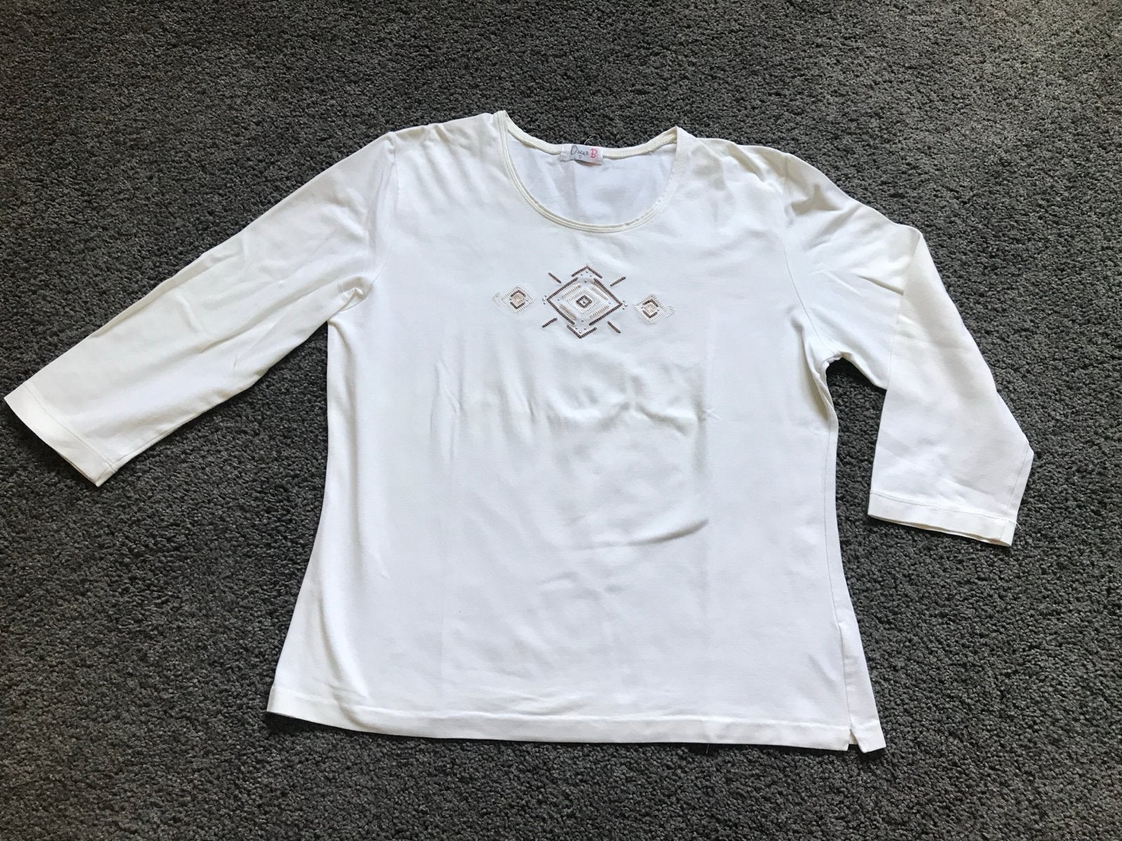 Oscar B. Crème T-shirt Driekwartmouw Maat S, Beige, Ophalen of Verzenden, Lange mouw, Maat 36 (S)
