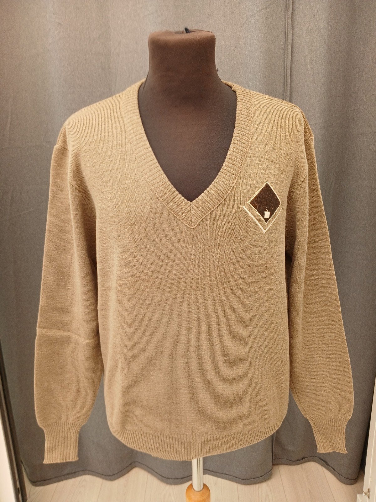 Germaine Nieuwe Trui Maat 52 - Beige V-hals met Patroon, Ophalen of Verzenden, Germaine