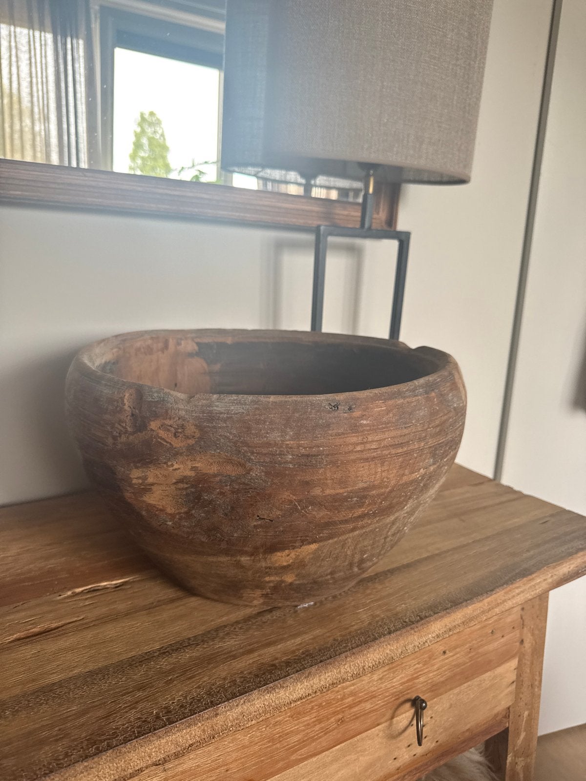 Landelijke grote houten schaal, Ophalen