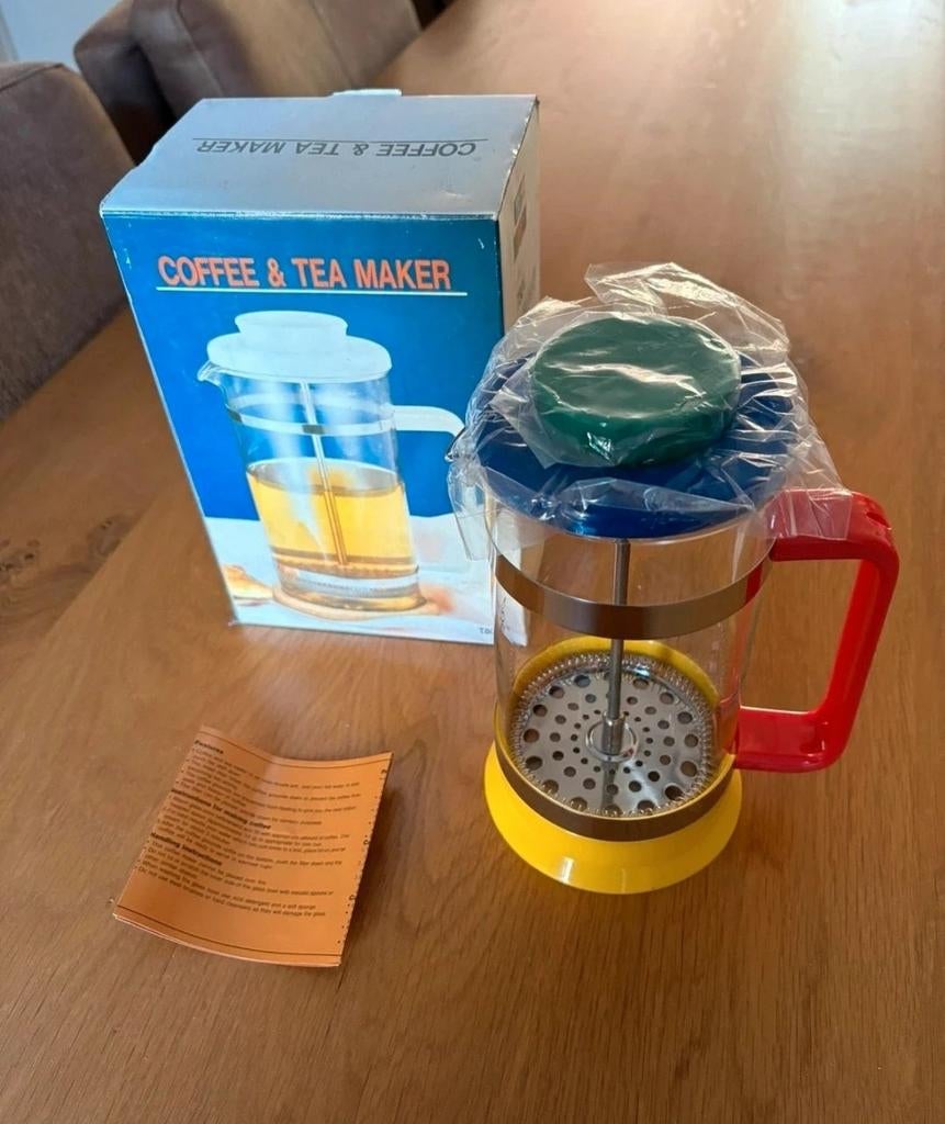 Vintage Koffie & Thee Maker - French Press 1000cc, Gemalen koffie, Ophalen of Verzenden, 4 tot 10 kopjes, Koffiemachine