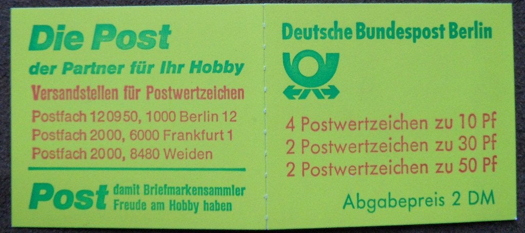Postzegelboekje Duitsland – Bundespost Berlin  Boekje 11h, Ophalen of Verzenden, BRD, Postfris
