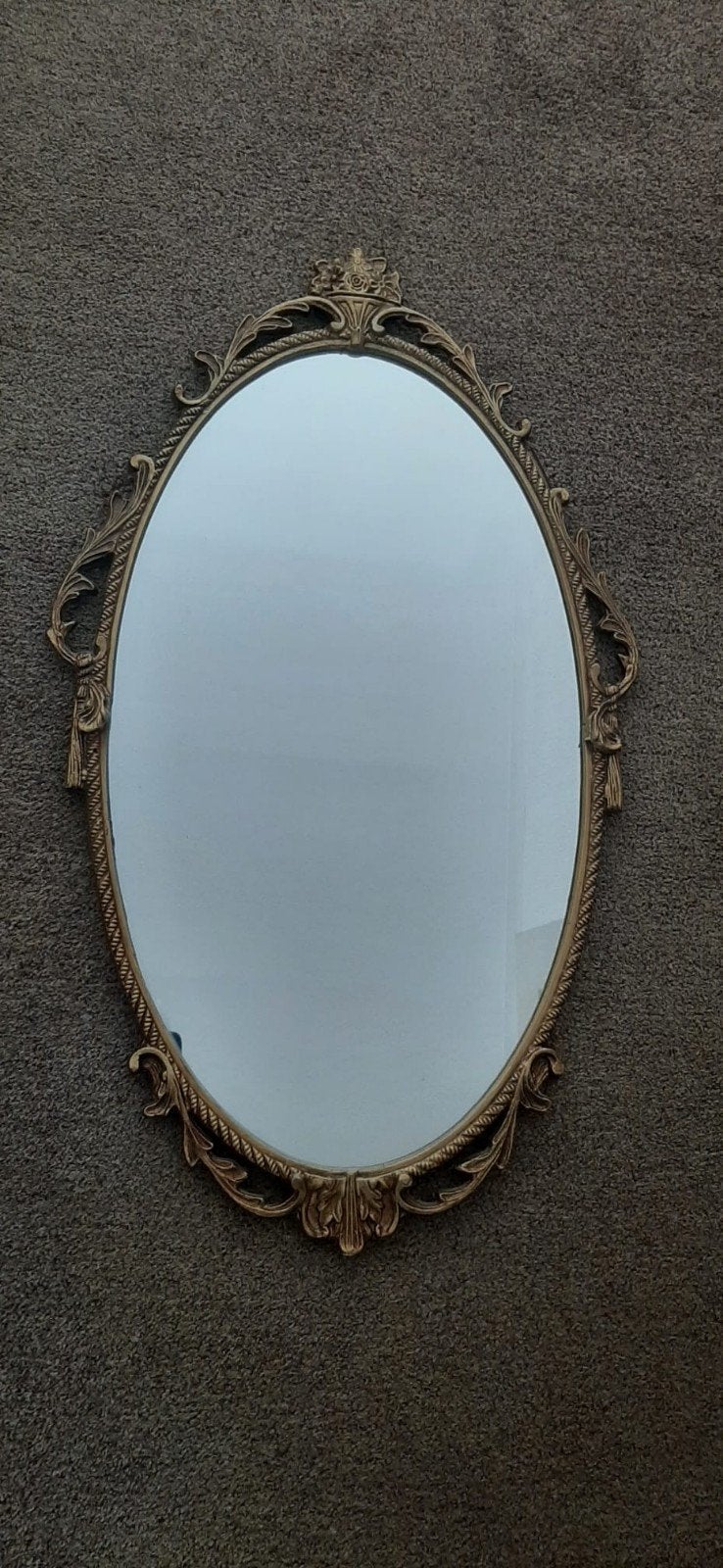 Vintage Gouden Ovale Spiegel - 93x40 cm, Ophalen, Ovaal
