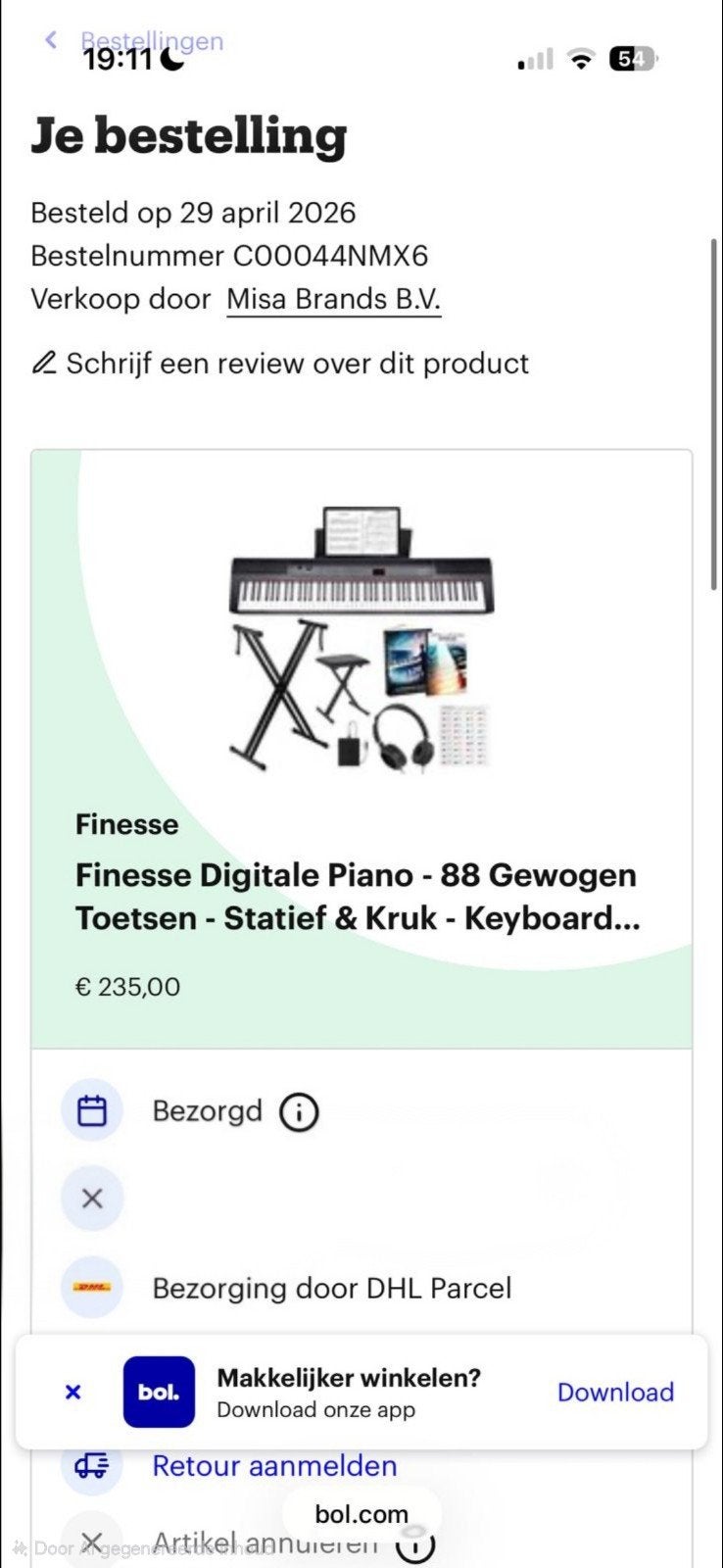 Finesse Digitale Piano, 88 toetsen, Met standaard, Zo goed als nieuw, Ophalen