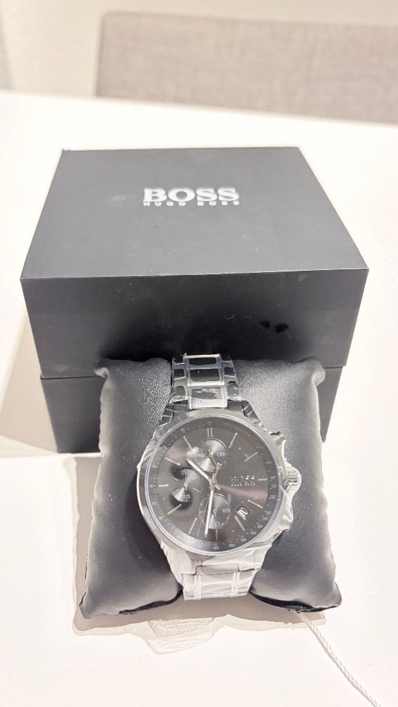 Hugo Boss Grand Prix Chronograph – Nieuwstaat – Compleet, Staal, Staal, Polshorloge, Nieuw