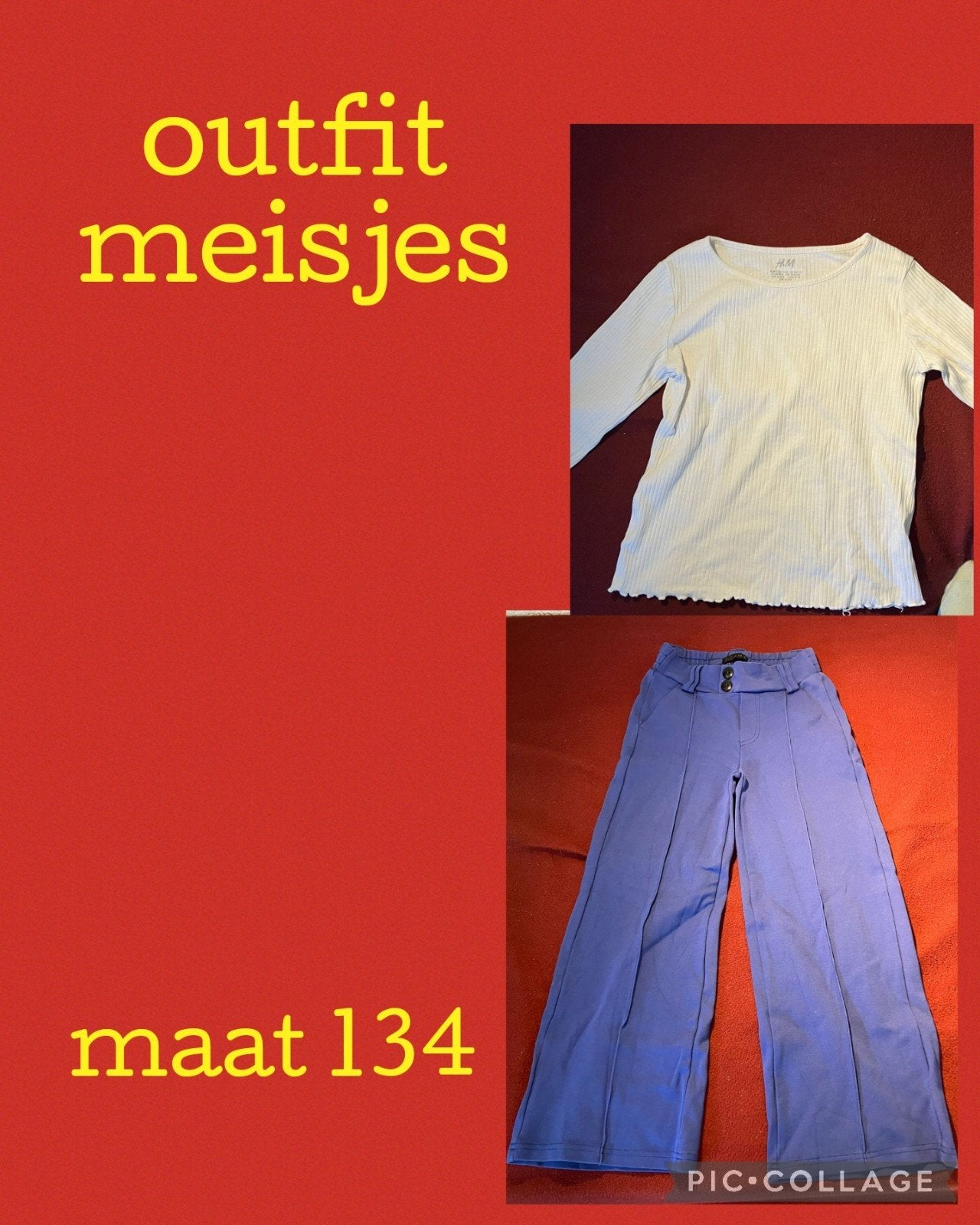 Leuke outfit voor meisjes - Maat 134, Ophalen, Meisje, Zo goed als nieuw, Shirt of Longsleeve