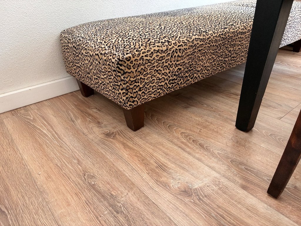 Hocker panterprint, Huis en Inrichting, Banken | Voetenbanken en Poefen, Ophalen, Minder dan 50 cm, 100 tot 125 cm, Zo goed als nieuw