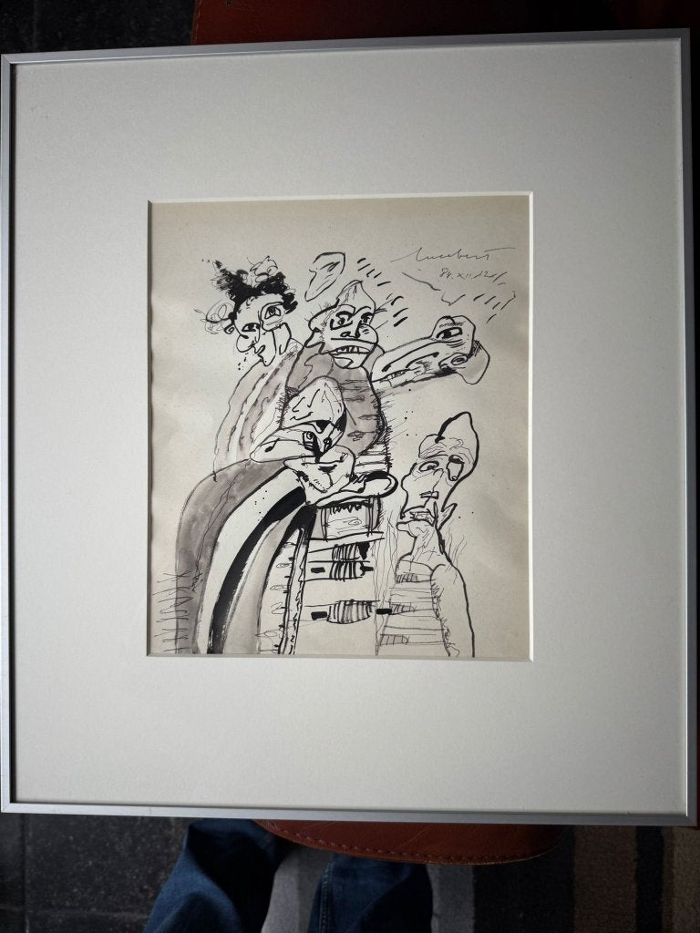 Lucebert  Pentekening  Inkt / Aquarel, Antiek en Kunst, Ophalen