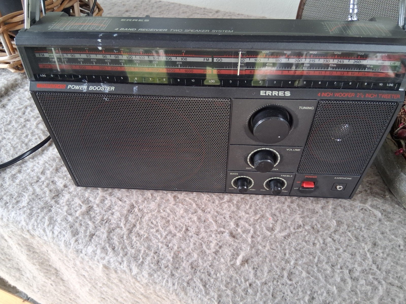 Erres 4 Band Receiver Two Speaker System - Vintage Radio, Ophalen, Gebruikt