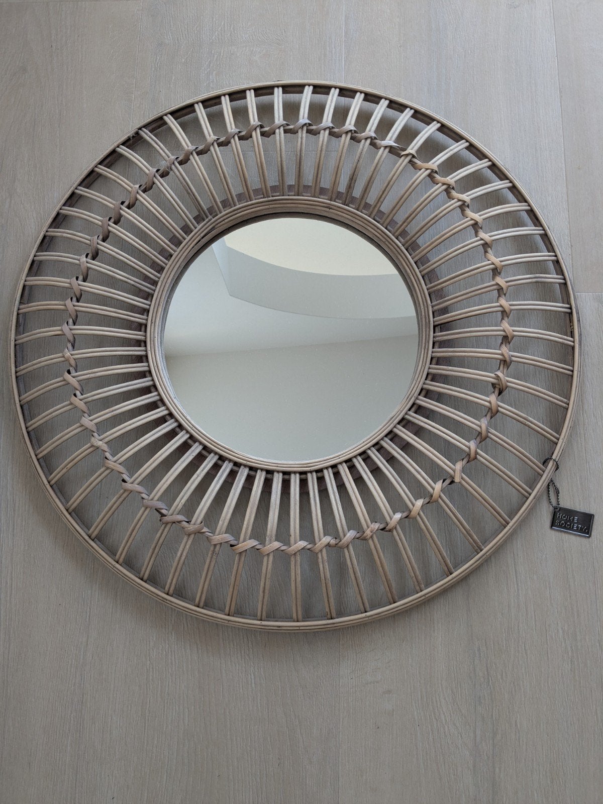 Boho / Rattan spiegel van Home Society, Ophalen, Minder dan 50 cm, Rond, Zo goed als nieuw
