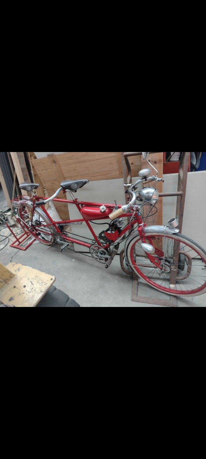 oude tendem met hulpmotor, Fietsen en Brommers, 55 cm of meer, Ophalen, Gebruikt, Minder dan 10 versnellingen