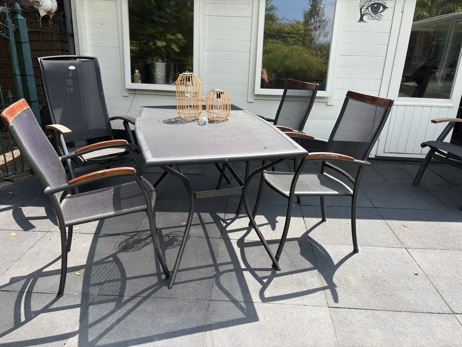Tuinset met 4 stoelen en tafel, Ophalen, Overige materialen, Gebruikt, Eettafel