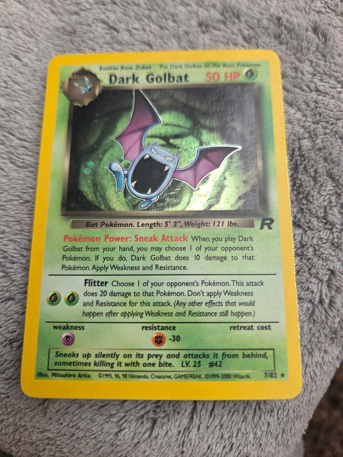 Dark Golbat Pokémon kaart (7/82) - Vintage WOTC, Ophalen of Verzenden
