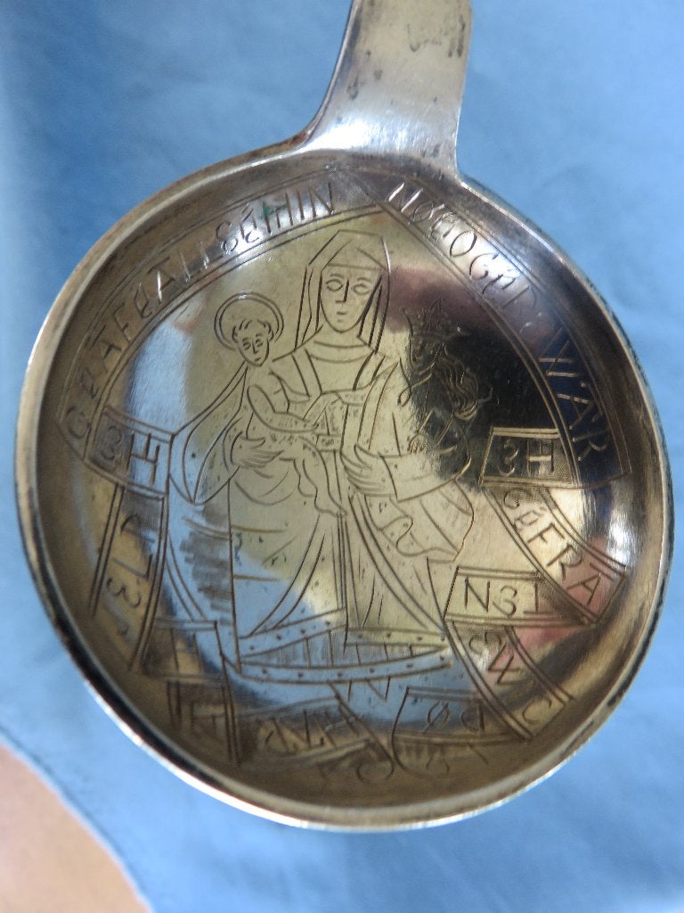 Neo Gotische lepel in zilver met heiligen - 19e eeuw, Antiek en Kunst, Ophalen of Verzenden, Zilver