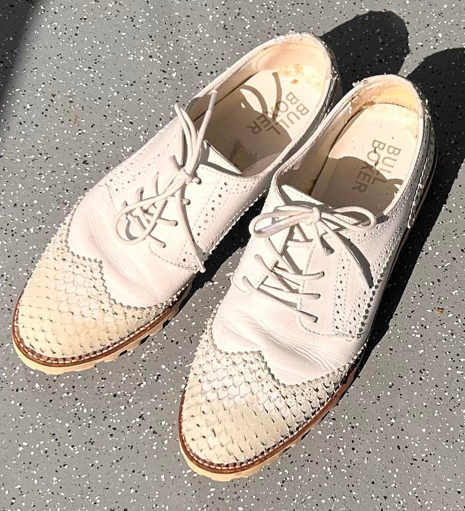 Bullboxer Witte Brogues met Slangenprint - Mt 40, Schoenen met lage hakken, Wit, Ophalen of Verzenden, Gedragen