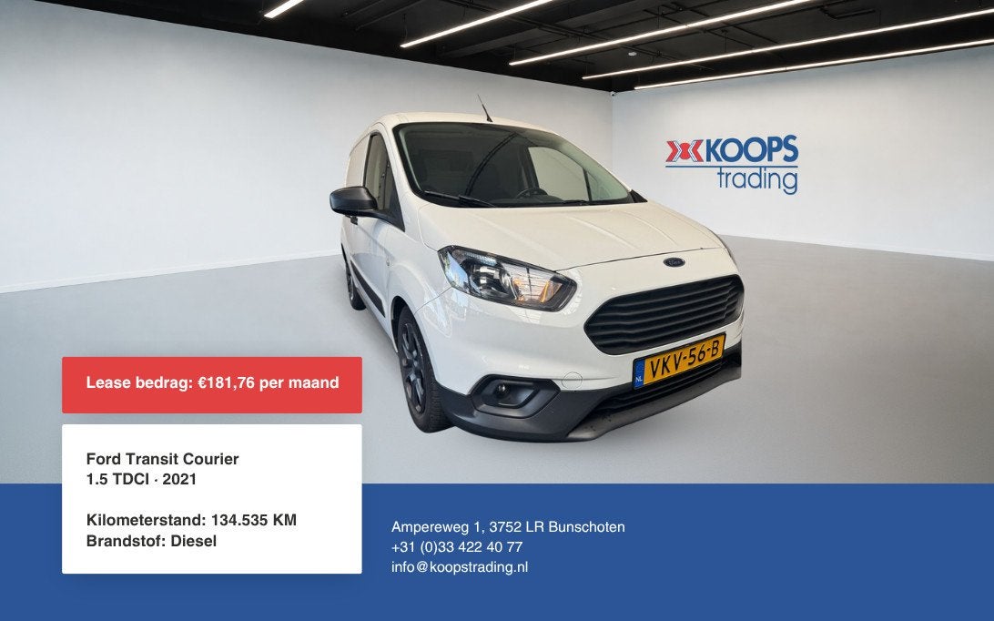 Ford Transit Courier Transit Courier 1.5 TDCI 75pk Ambiente, Voorwielaandrijving, Euro 6, 1261 kg, Origineel Nederlands