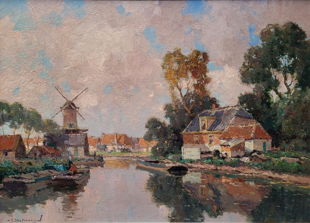 G.J. Delfgaauw, 50x70cm doek, met bladg. lijst, 1250,- euro, Ophalen of Verzenden