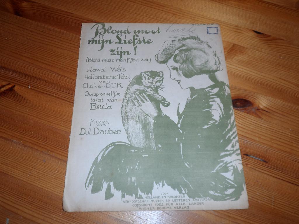 Blond moet mijn liefste zijn - dol. Dauber, Muziek en Instrumenten, Bladmuziek, Zang, Gebruikt, Ophalen of Verzenden, Artiest of Componist