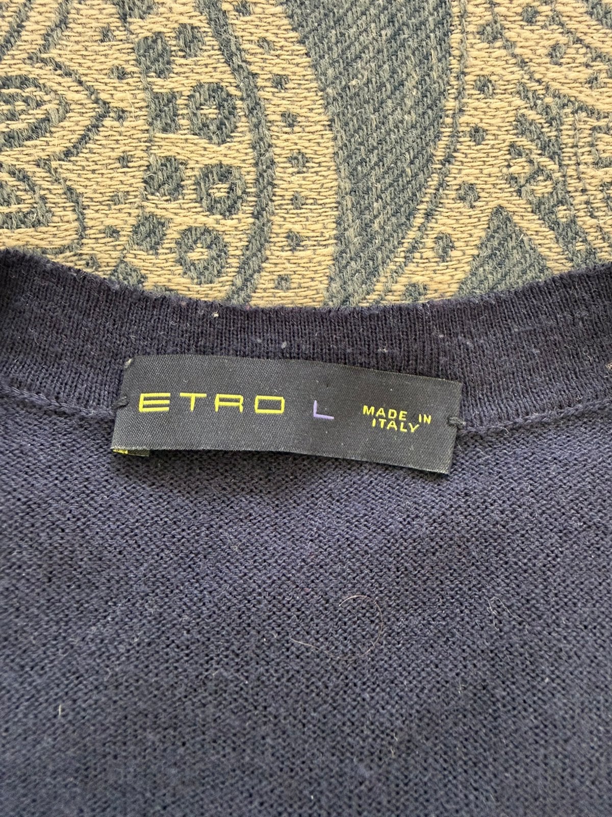 Cashmere trui, Etro Milano.  Mt large. Marine blauw. Italy., Kleding | Heren, Ophalen of Verzenden, Zo goed als nieuw, Blauw