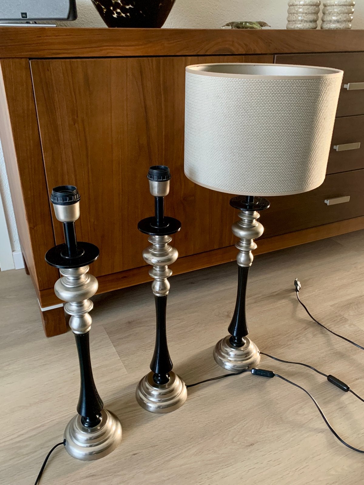 3 prachtige Tafellampen!!!, Huis en Inrichting, Zo goed als nieuw, Metaal, Zilver, 56 cm