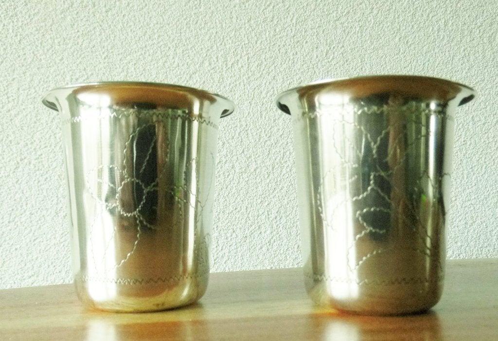 Zilveren bekertje, twee, Antiek en Kunst, Ophalen of Verzenden, Zilver