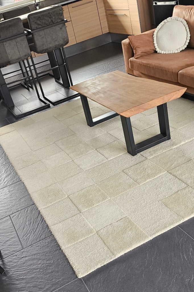 Vloerkleed wol Flair Rugs Checkerboard Modern (290x200 cm), Ophalen, Beige, 200 cm of meer, Zo goed als nieuw