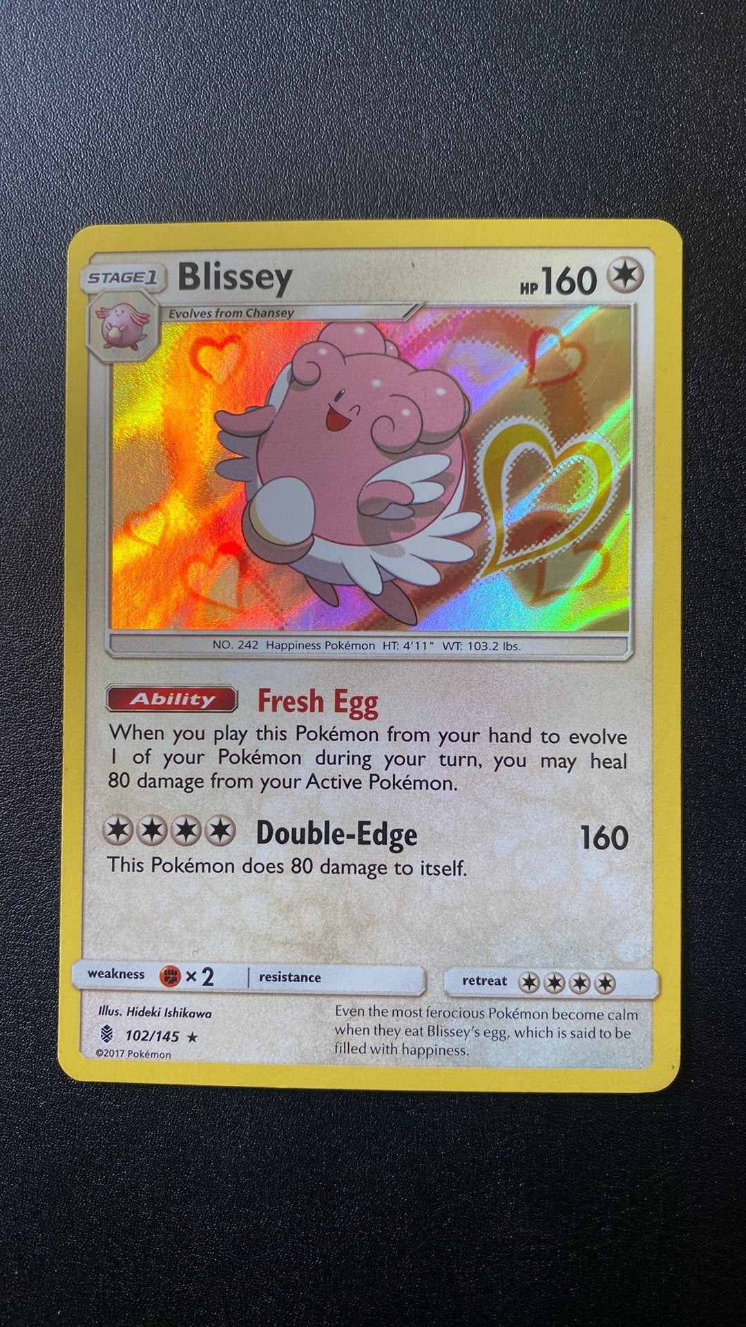 Pokemon blissey 10/145 guardians rising heart holo, Ophalen of Verzenden, Zo goed als nieuw, Losse kaart