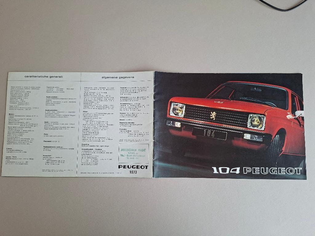 AUTOFOLDER PEUGEOT 104 UIT 1973, Ophalen of Verzenden, Zo goed als nieuw, Peugeot