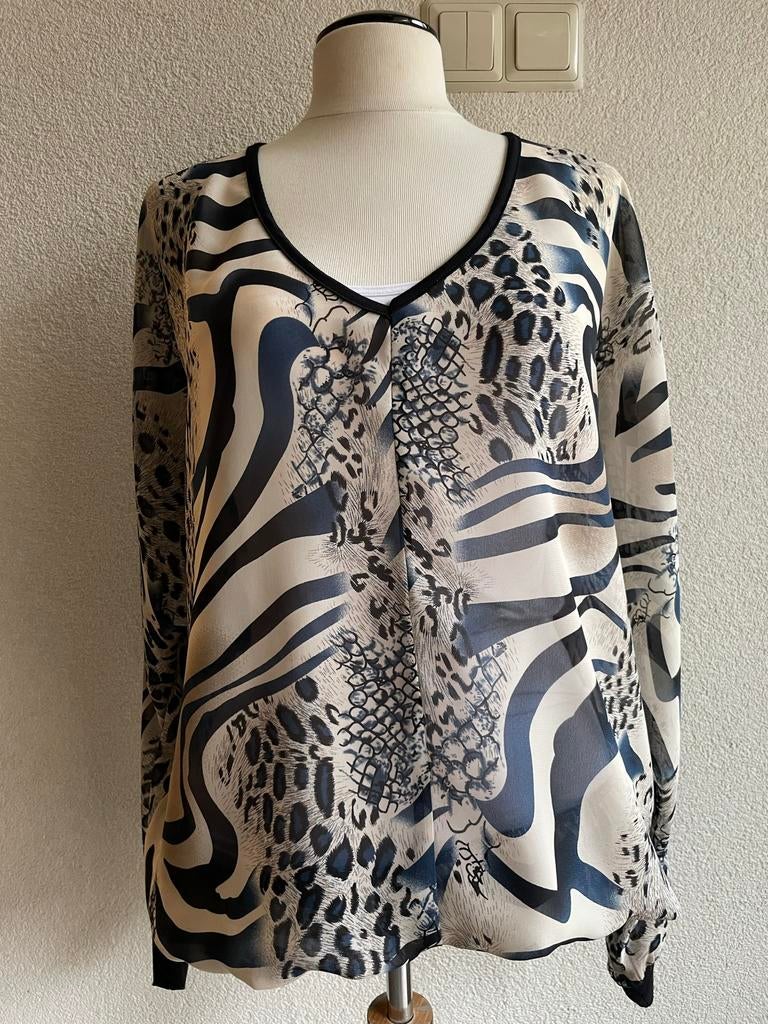 Prachtige blouse - top blauw/zand OPHILIA T1, Verzenden, Zo goed als nieuw, Maat 42/44 (L), Overige kleuren