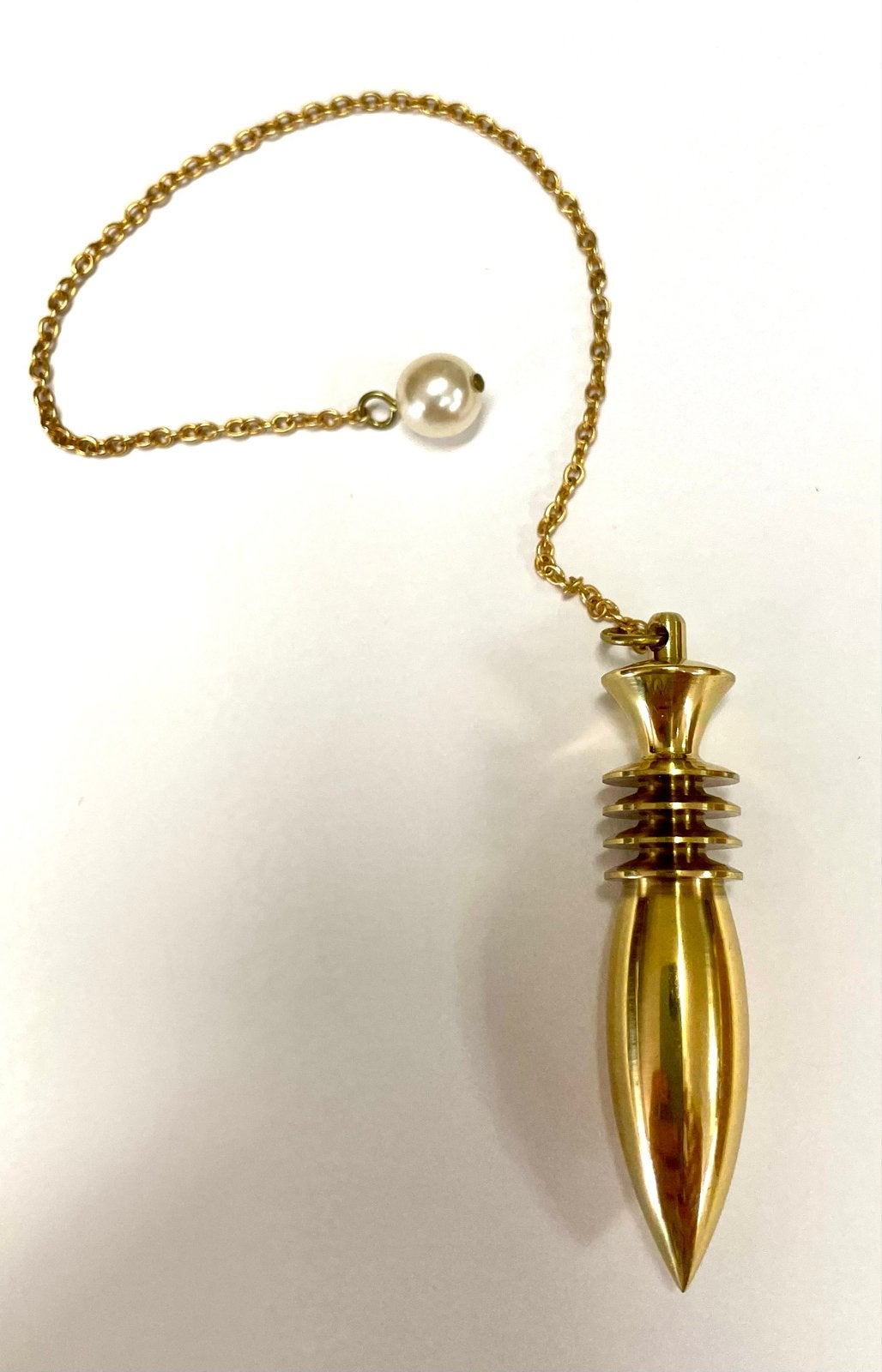 Gedraaide Messing Pendel met Ketting en Parel, Overige materialen, Verzenden, Nieuw, Met parel