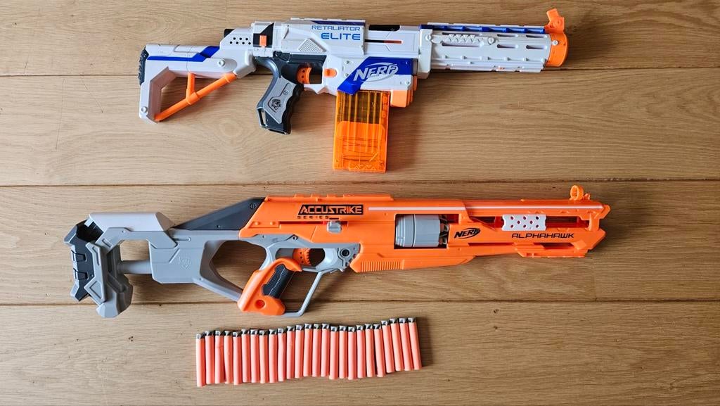 Nerf Elite Retaliator & Nerf AccuStrike AlphaHawk., Ophalen of Verzenden, Gebruikt, Jongen of Meisje