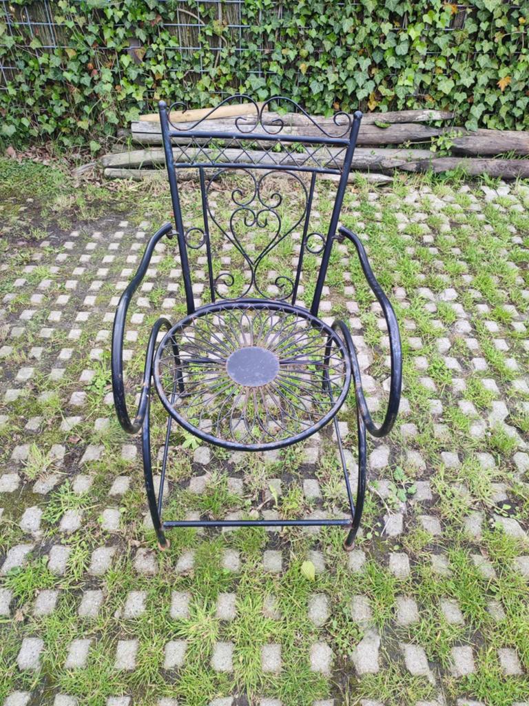 Zwarte metalen tuinstoelen, set van 4, Huis en Inrichting, Stoelen, Ophalen, Gebruikt, Zwart, Vier