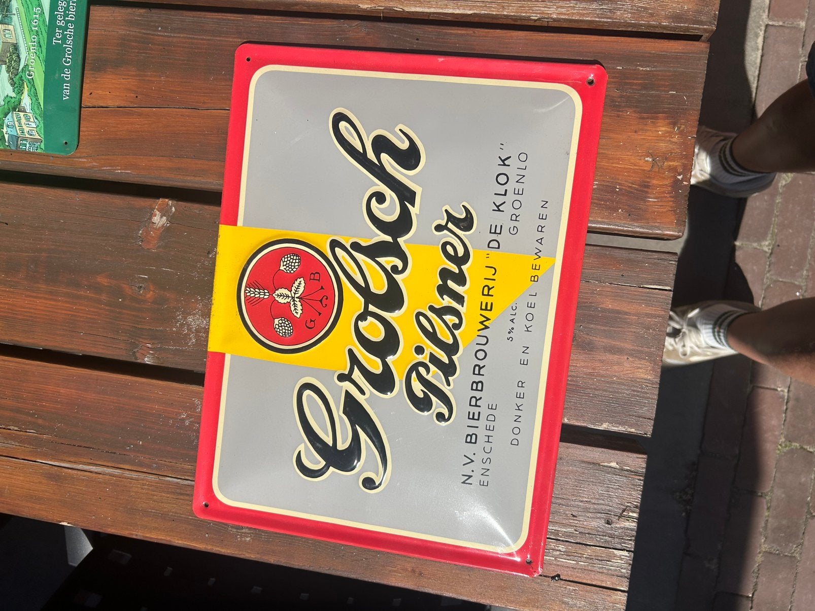 Grolsch bord, Ophalen, Zo goed als nieuw, Reclamebord, Plaat of Schild, Grolsch