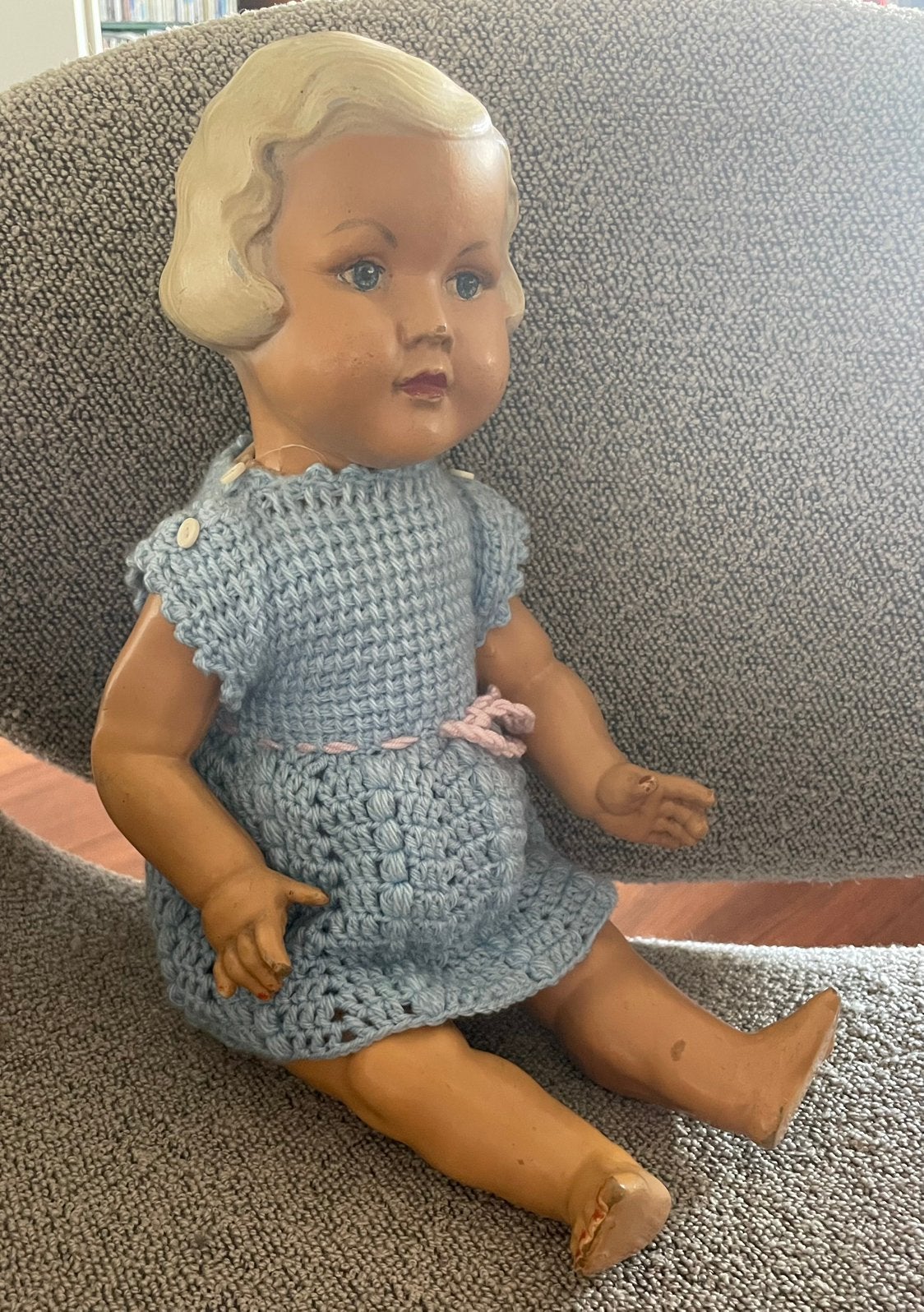 Antieke gedeeltelijk   porseleinen pop - 45 cm, Ophalen of Verzenden, Gebruikt, Pop