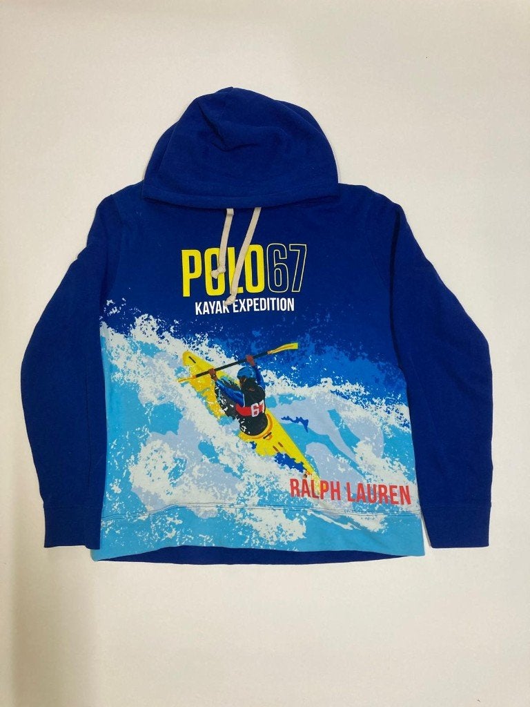 Ralph Lauren P-Wing Hoodie - Rafting - L - Blue - Fleece, Maat 52/54 (L), Blauw, Ralph Lauren, Ophalen of Verzenden