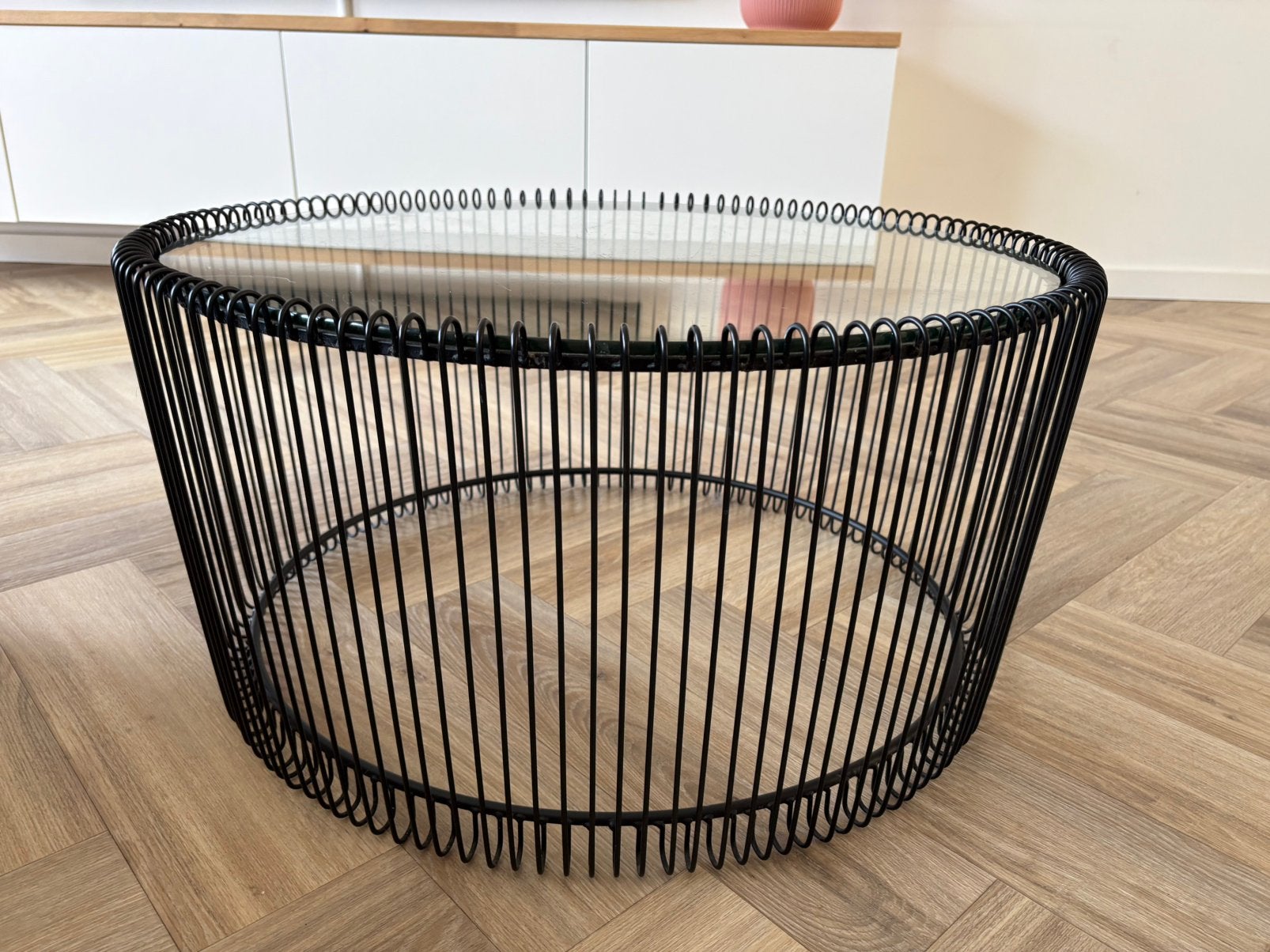 Salontafel met glasplaat, Huis en Inrichting, Ophalen, Gebruikt, 50 tot 100 cm, Rond