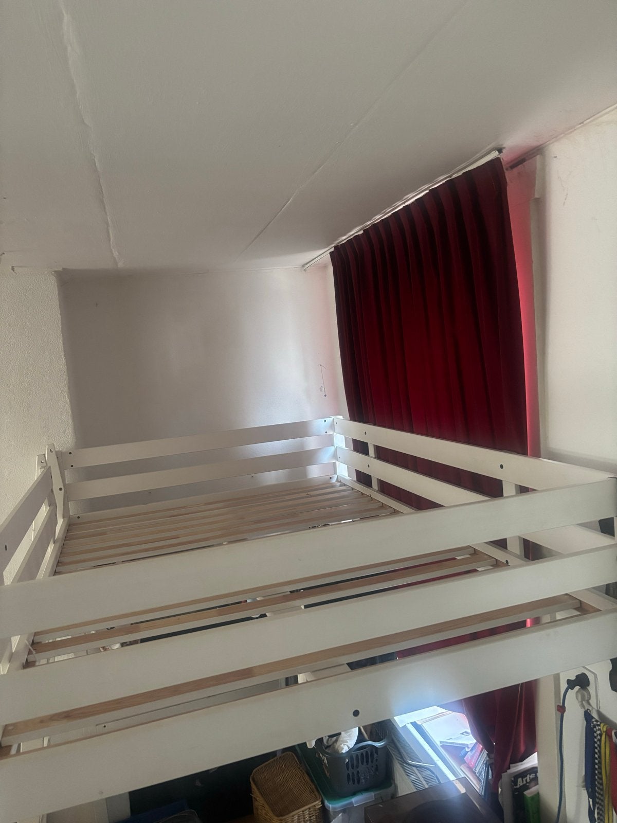 IKEA Stora Hoogslaper 140x200 cm - Wit gebeitst, Ophalen, Gebruikt, Hoogslaper, 140 cm