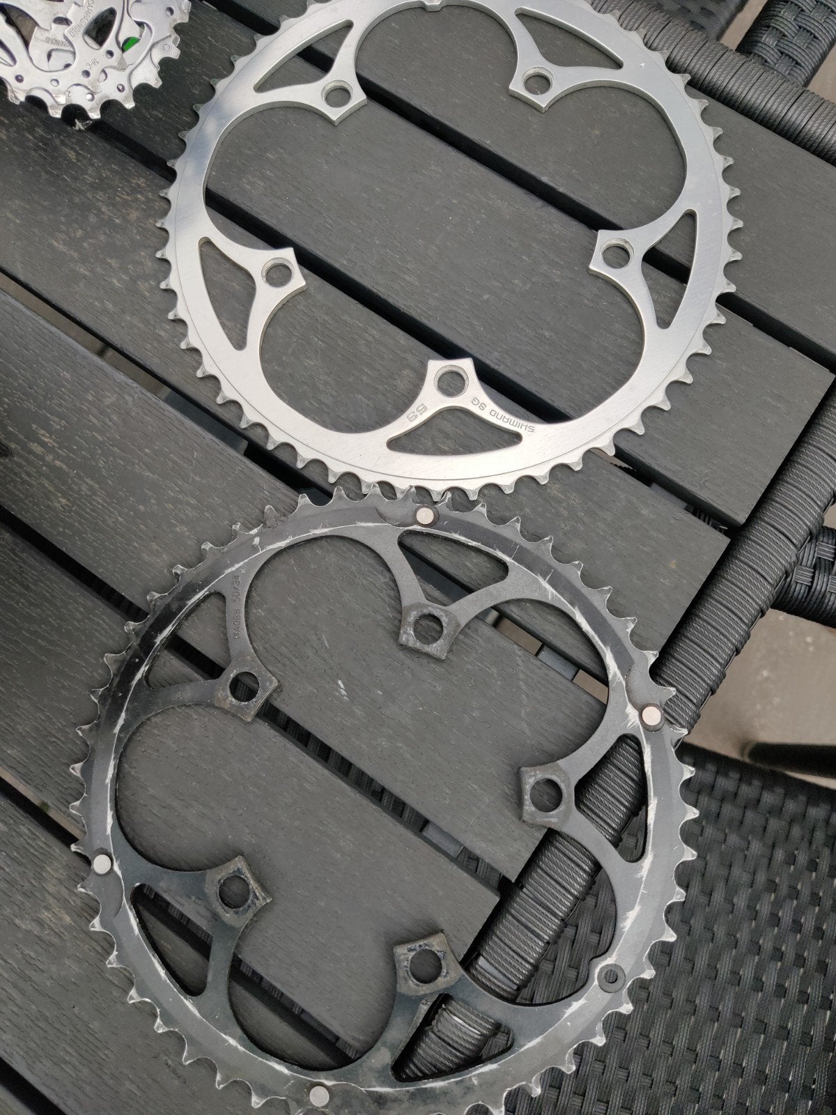 Shimano SG 52T en 39T kettingbladen, Gebruikt, Ophalen of Verzenden, Derailleur of Ketting, Aluminium