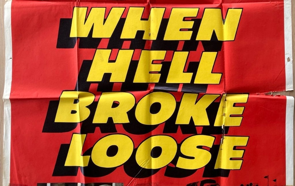 When Hell Broke Loose (1958) - Originele filmposter, Verzamelen, Ophalen of Verzenden, Gebruikt, A1 t/m A3, Film en Tv