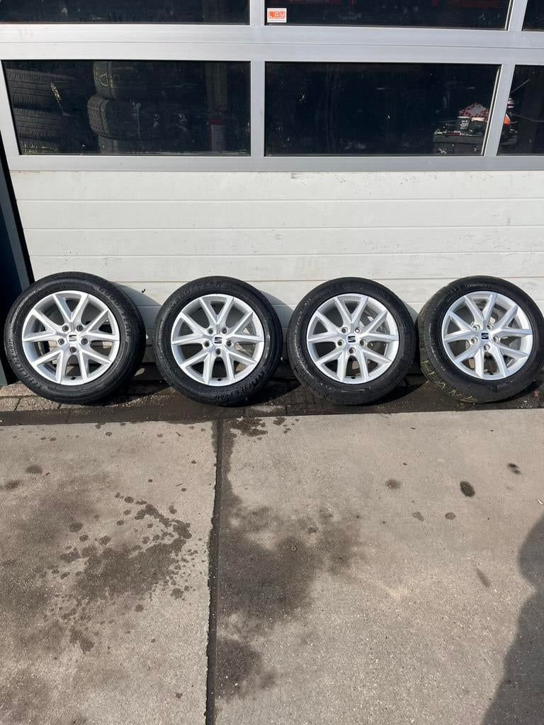 Seat Leon zomerwielen set. 16 inch. 5X112 ET43 7.0J, Auto-onderdelen, Ophalen, Gebruikt, 16 inch, Banden en Velgen