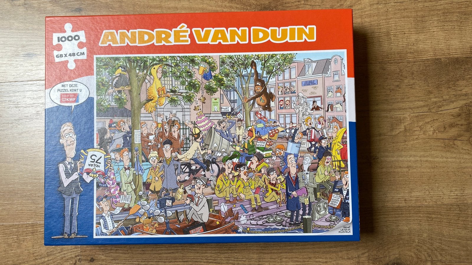 Legpuzzel 1000 stukjes. Andre van Duin in actie voor KWF, Ophalen of Verzenden, 500 t/m 1500 stukjes, Zo goed als nieuw, Legpuzzel