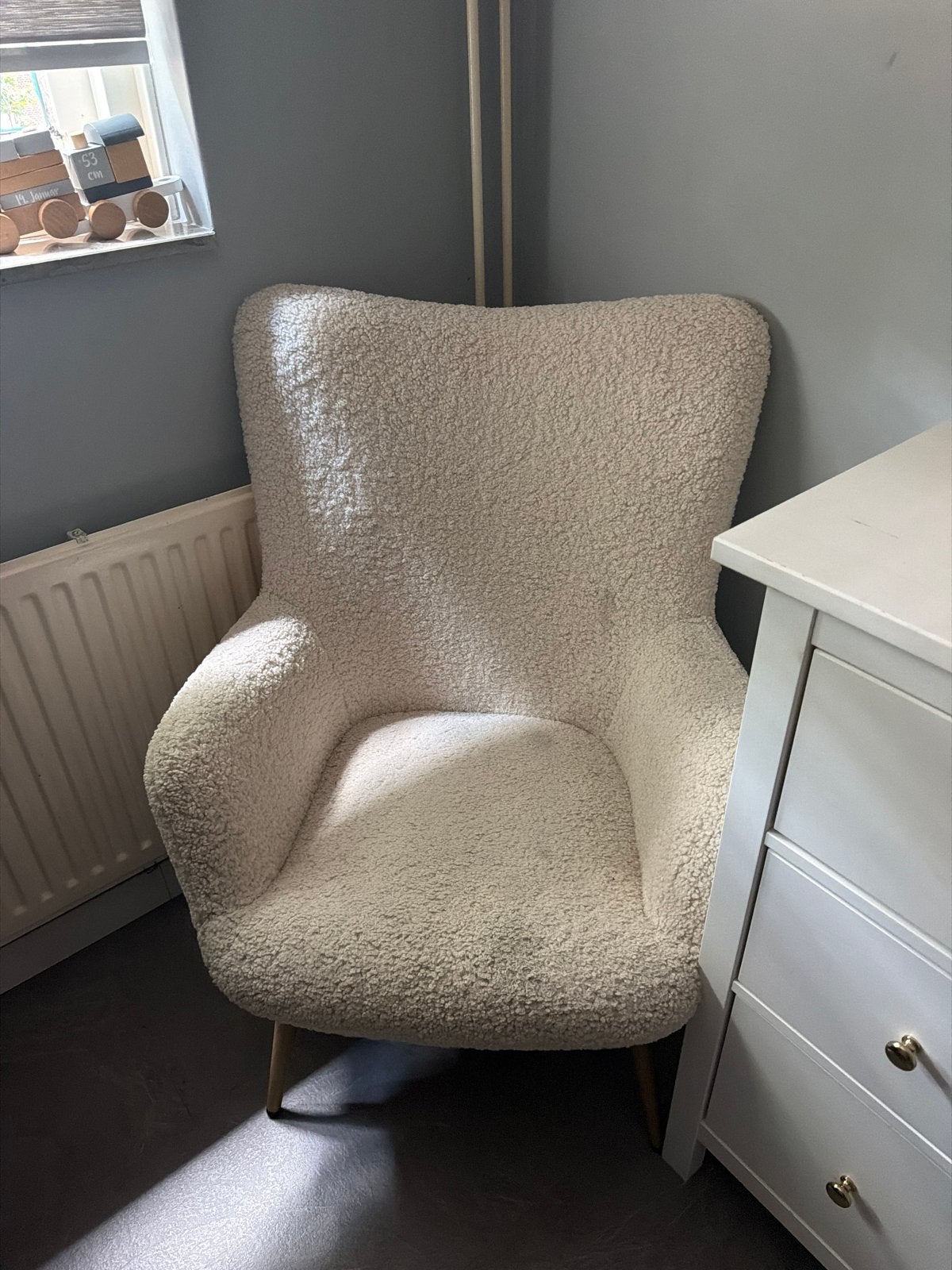 Comfortabele Teddy Stoel - Crème Witte Fauteuil, Huis en Inrichting, Fauteuils, Ophalen, 75 tot 100 cm, Zo goed als nieuw, Stof